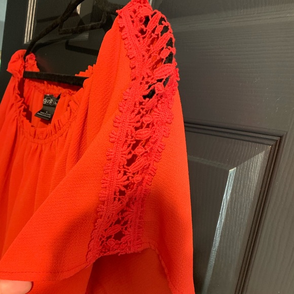 August Silk Red Off Shoulder Blouse - Picture 6 of 6